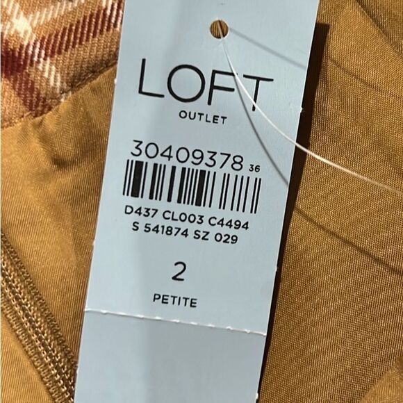 Loft outlet brown plaid side button mini skirt size 2P NWT - Picture 7 of 8
